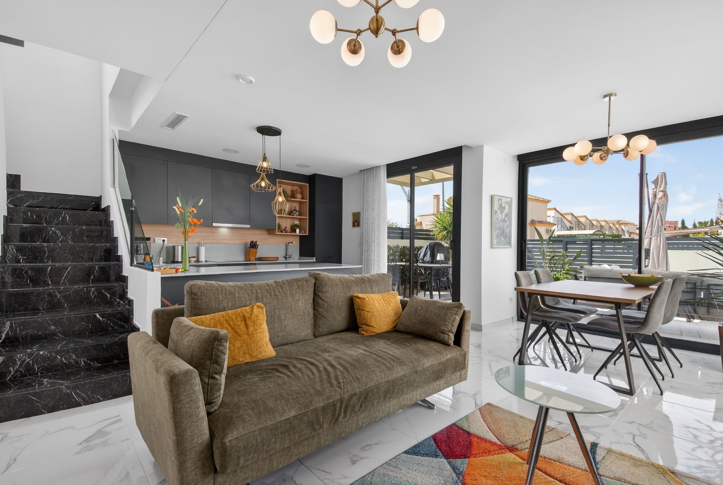 Open interior living room real estate photo